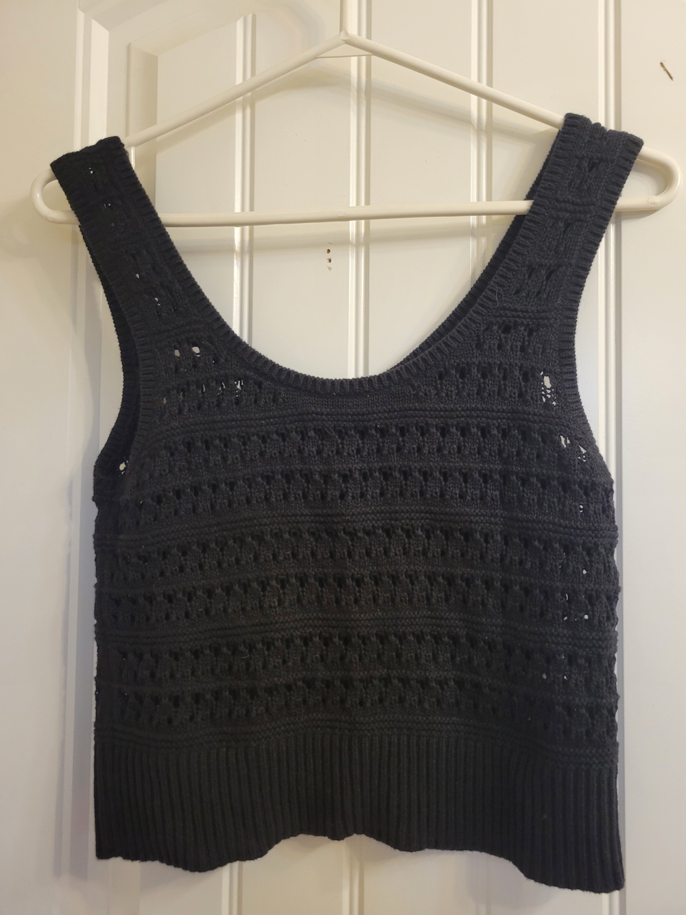 2/$20 La Vie En Rose Black Crochet Knit Tank